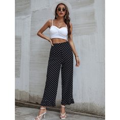 Застежка В горошёк Повседневный Брюки Shein