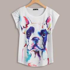 Животный Повседневный Футболки Shein