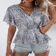 Пояс Принт Повседневный Блузы Shein
