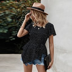 Пояс В горошёк Бохо Блузы Shein