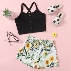 Пояс Со цветочками Бохо Комплект из двух предметов для девочек Shein
