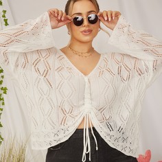 Вязаная накидка размера плюс на кулиске Shein