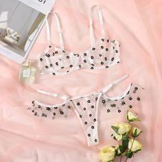 Сетчатое нижнее белье на косточках с цветочным узором Shein