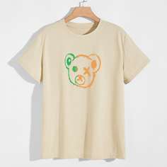 Мужская футболка с принтом медведя Shein