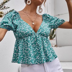 с разрезом цветочный Бохо Блузы Shein