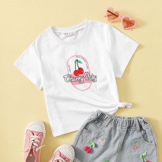 буква Повседневный Футболки для девочек Shein