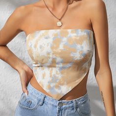 Короткий топ без бретелек с узлом сзади Shein