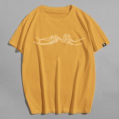 Мужская футболка с короткими рукавами и узором жестов Shein