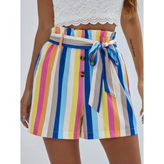 Пояс Радужные полосы Повседневный Шорты Shein