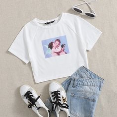 Объект Повседневный Футболки Shein