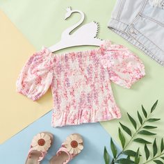 Блузка с цветочным принтом для девочек Shein