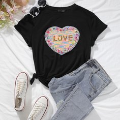 Футболка с блестками Shein