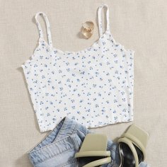 Небольшой топ с цветочным рисунком по бокам салата Shein