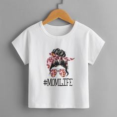 буква Повседневный Футболки для маленьких девочек Shein
