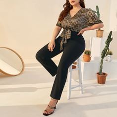 Комбинезон с поясом и цепочкой размера плюс Shein