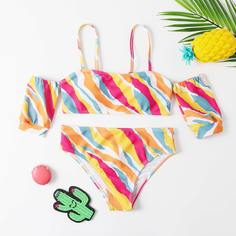 Контрастный купальник бикини для девочек Shein