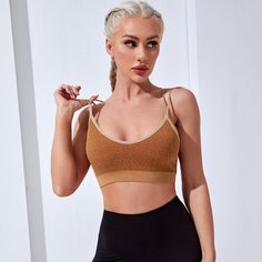 Спортивный бюстгальтер с контрастной отделкой Shein