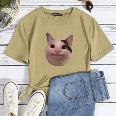 Футболка с принтом кошки Shein