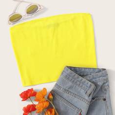 Неоновый Вязаный Кроп Топ Shein