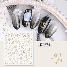 Наклейка для ногтей с рисунком звезды и луны 1 лист Shein