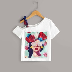 Топ с графическим принтом для девочек Shein