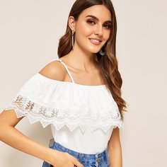 Топ с кружевом и открытым плечом Shein