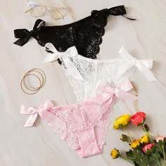 Кружевные трусики с узлом 3шт Shein