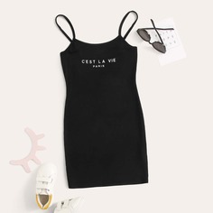 Платье с текстовым принтом для девочек Shein