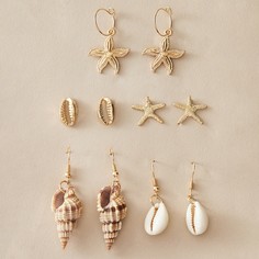 Серьги с раковинами и морскими звездами 5 пар Shein