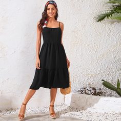 Однотонное платье на бретелях Shein
