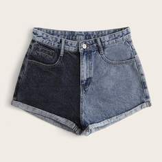 Двухцветные джинсовые шорты Shein