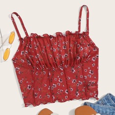 Цветочный сетчатый короткий топ Shein