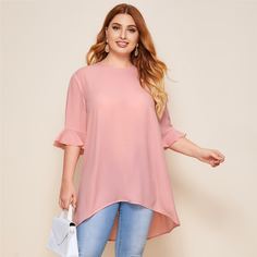 Асимметричный топ размера плюс с оригинальным рукавом Shein