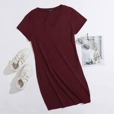 Облегающее платье размера плюс с карманом и v-образным вырезом Shein