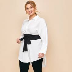 Асимметричная блузка размера плюс с поясом Shein