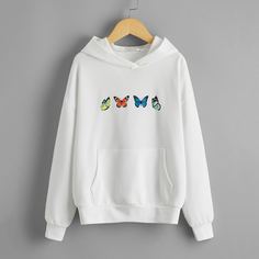 Толстовка с принтом "бабочка" и карманом для девочек Shein