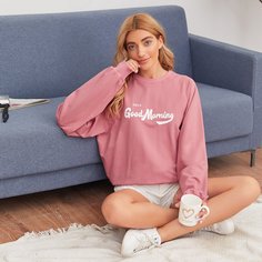 Пуловер с текстовым принтом Shein