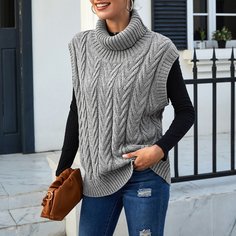 Трикотажный топ с высоким воротником Shein