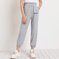 Спортивные брюки с текстовым принтом для девочек Shein