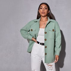 Однотонное пальто с карманом Shein