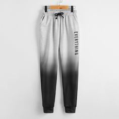 Спортивные брюки на кулиске с текстовым принтом для мальчиков Shein