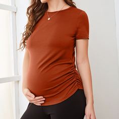 Облегающая футболка со сборками для беременных Shein
