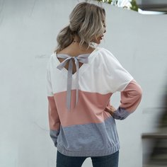 Галстук на спине Контрастный цвет Повседневный Свитшоты Shein
