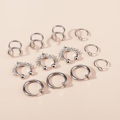 Кольцо в носу со стразами 12шт Shein