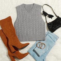 Трикотажный жилет с v-образным воротником Shein