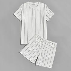 Мужские шорты на кулиске и топ в полоску Shein