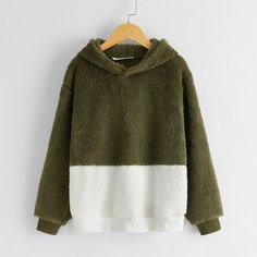 Контрастная плюшевая толстовка для мальчиков Shein