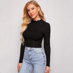 Короткая футболка с волнистым краем Shein