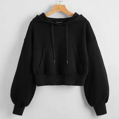 на кулиске Ровный цвет Повседневный Свитшоты Shein