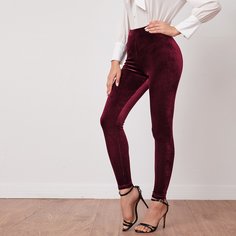 Однотонные бархатные леггинсы Shein